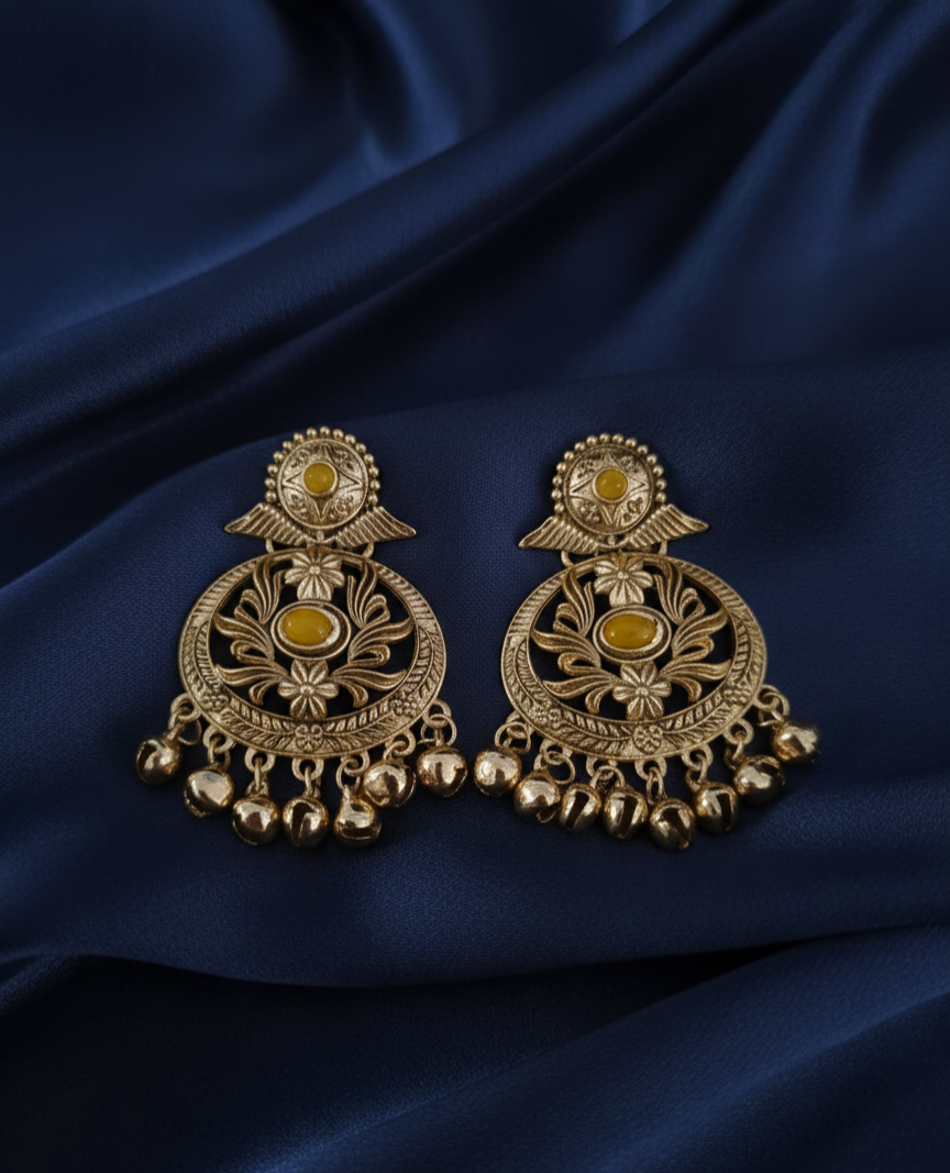 Traditional Gold Kashmiri Ghungroos Drop Earrings